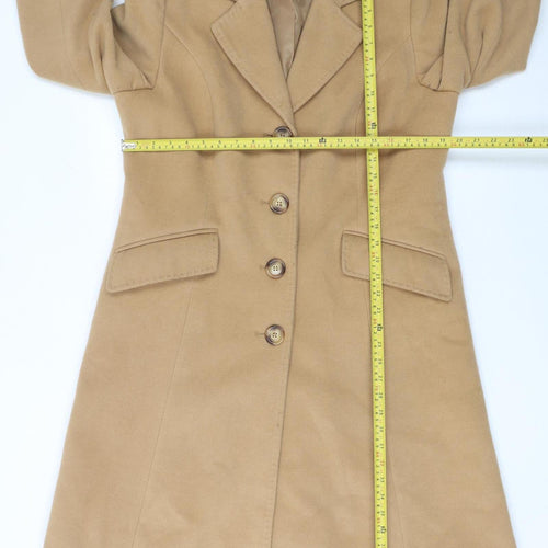 EWM Women Beige Mid-Length Button Overcoat Size 16 Classic Wool Blend Style