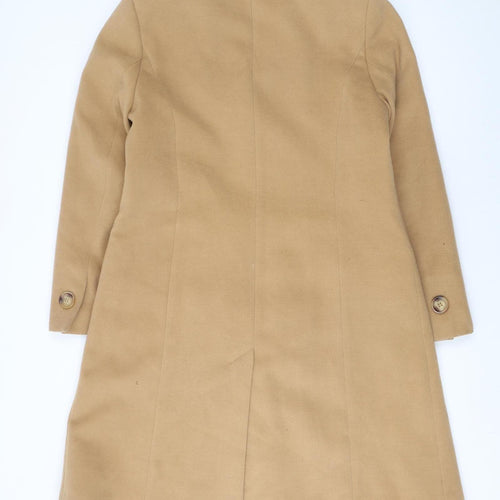 EWM Women Beige Mid-Length Button Overcoat Size 16 Classic Wool Blend Style