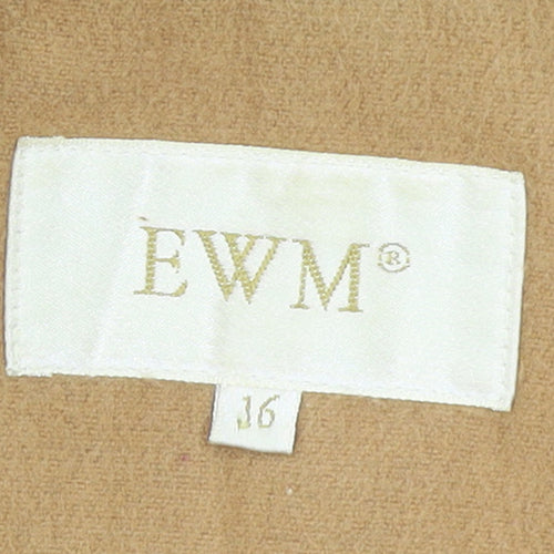 EWM Women Beige Mid-Length Button Overcoat Size 16 Classic Wool Blend Style