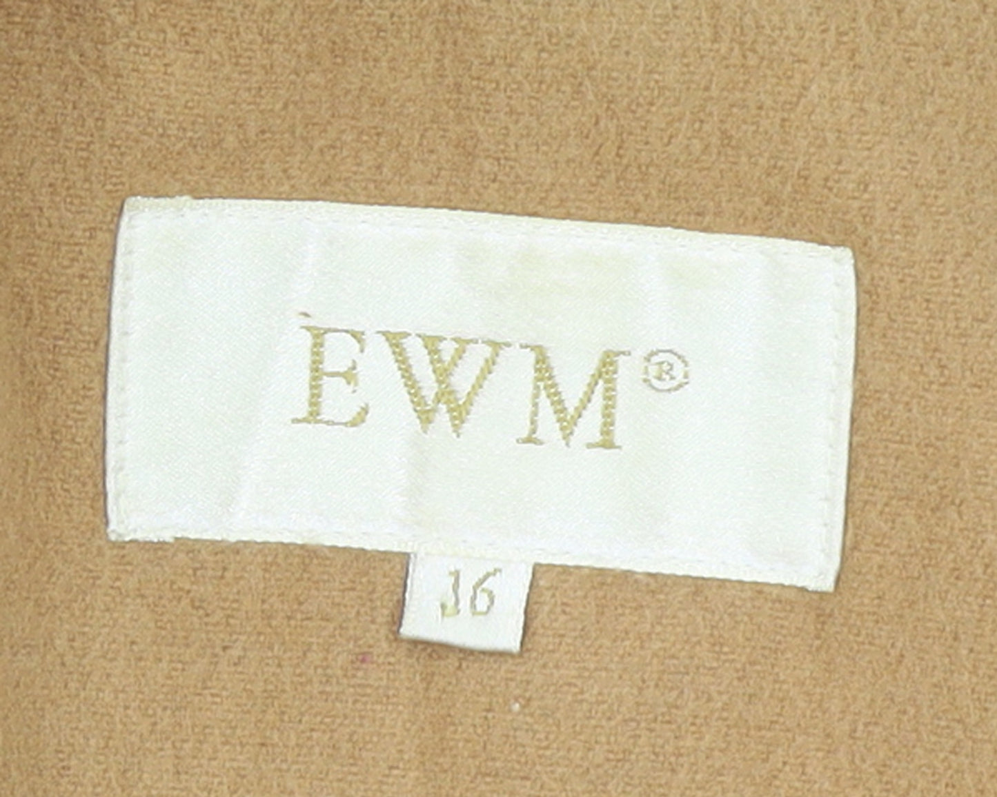 EWM Women Beige Mid-Length Button Overcoat Size 16 Classic Wool Blend Style