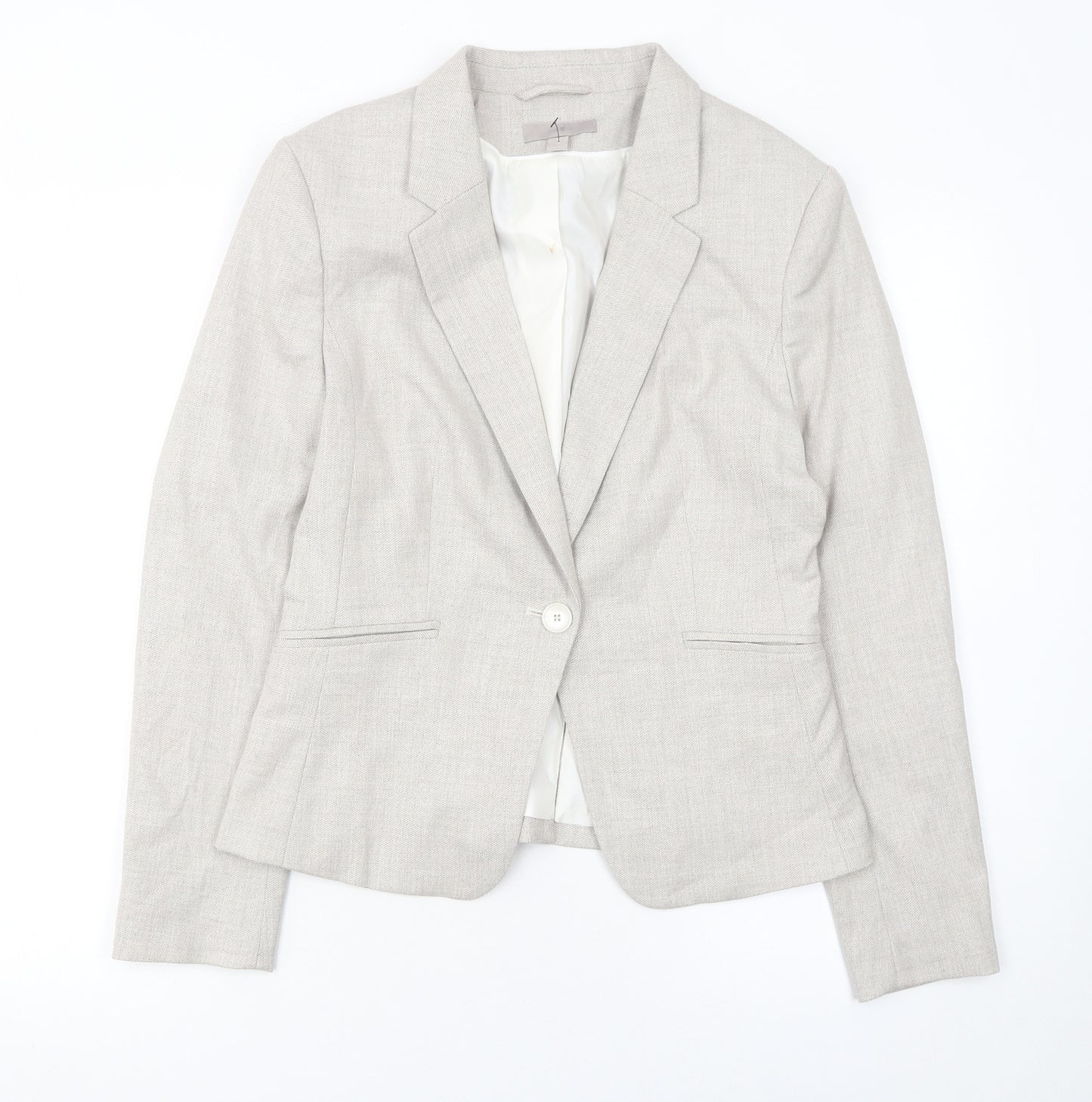 H&M Women’s Beige Tailored Blazer UK 10 Single-Breasted Lined