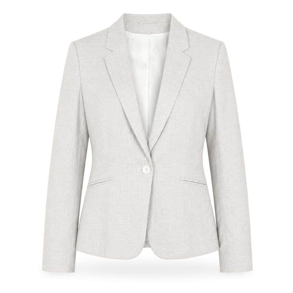 Front view of H&M Women’s Beige Tailored Blazer UK 10 Single-Breasted Lined