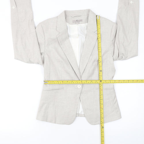 H&M Women’s Beige Tailored Blazer UK 10 Single-Breasted Lined