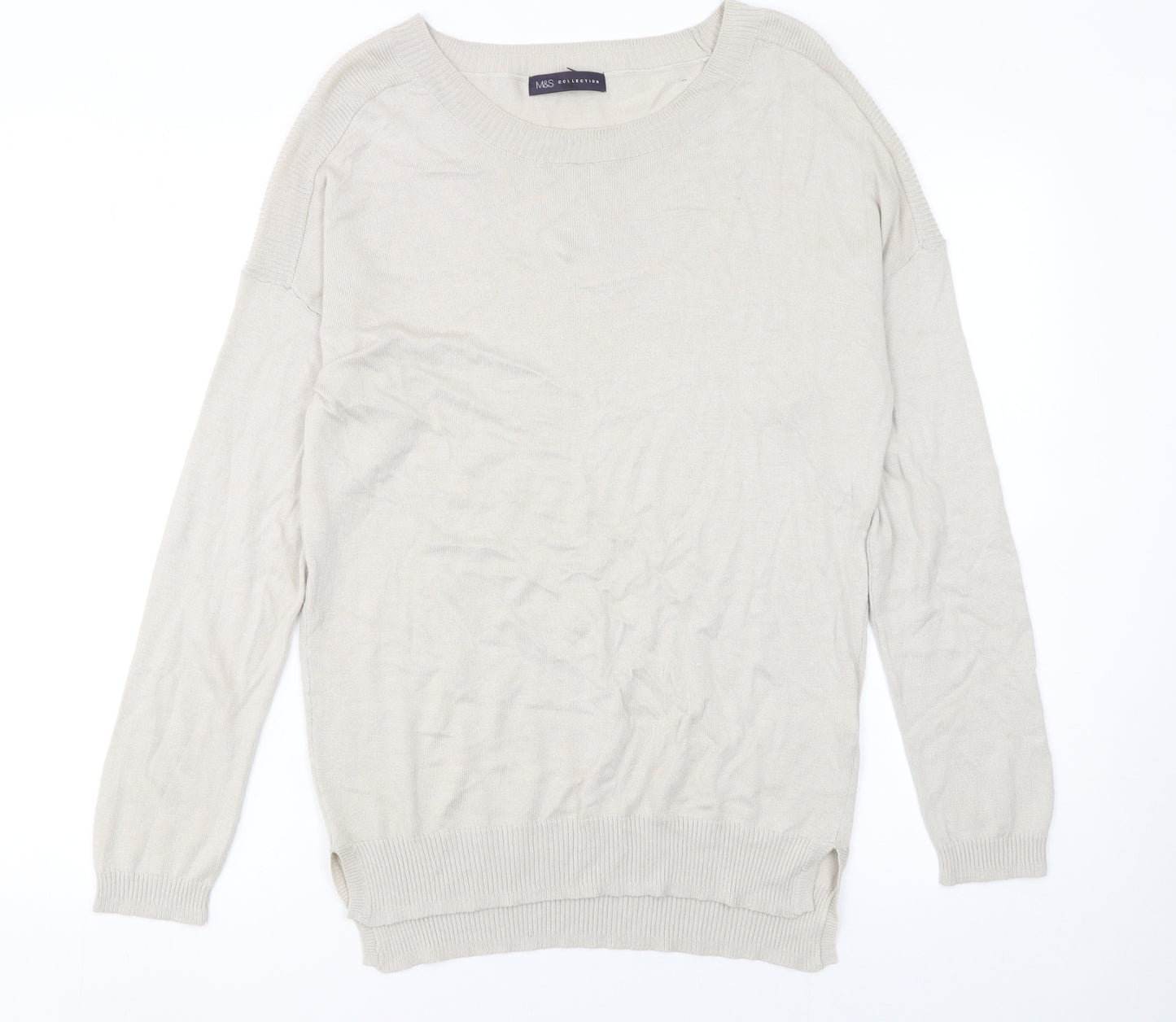 Marks and Spencer Women’s Beige Crew Neck Long Sleeve Jumper Size 12