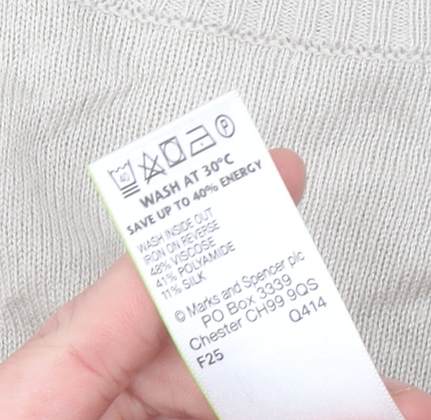 Marks and Spencer Women’s Beige Crew Neck Long Sleeve Jumper Size 12