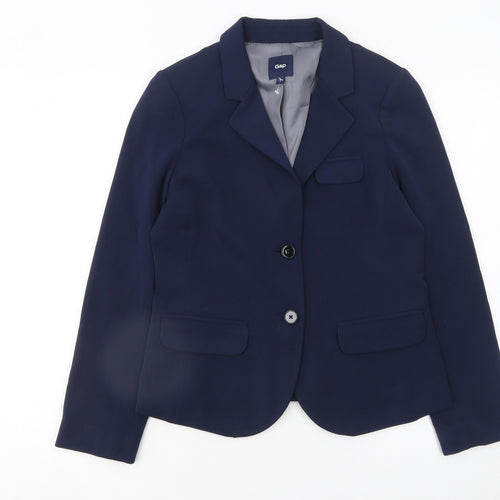 Gap Women's Navy Blue Blazer Size 2 Classic Single-Breasted Jacket