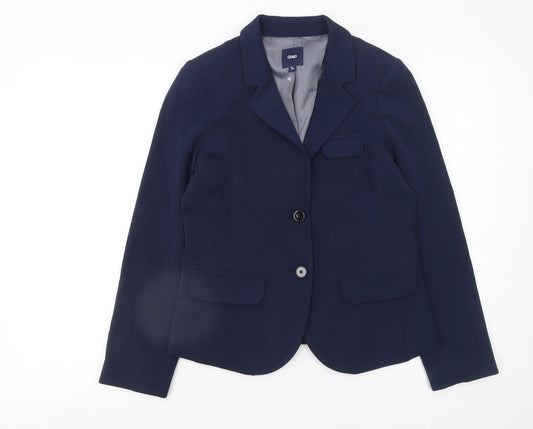Gap Women's Navy Blue Blazer Size 2 Classic Single-Breasted Jacket