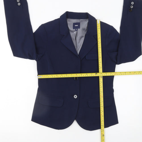 Gap Women's Navy Blue Blazer Size 2 Classic Single-Breasted Jacket