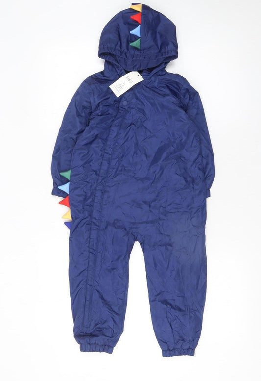 Marks and Spencer Boys Blue Dinosaur Hooded Waterproof Snowsuit 2-3 Years