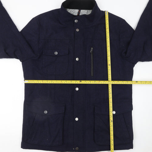 Jeff Banks Men's Navy Wool Blend Field Jacket XL Lined Winter Coat