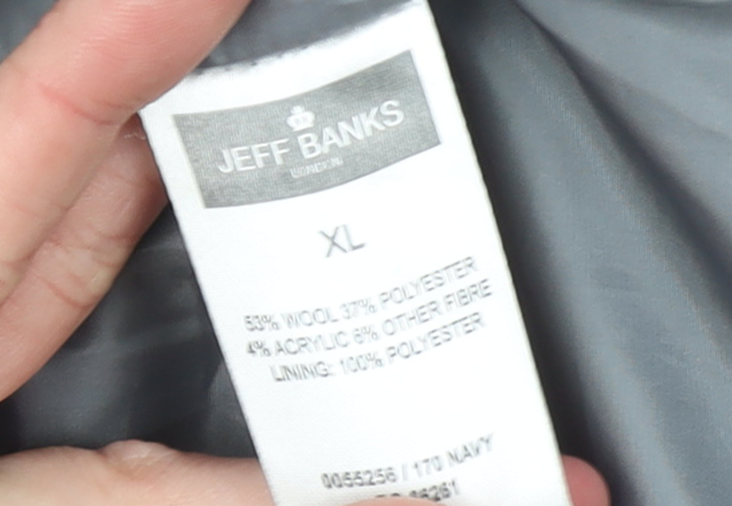 Jeff Banks Men's Navy Wool Blend Field Jacket XL Lined Winter Coat