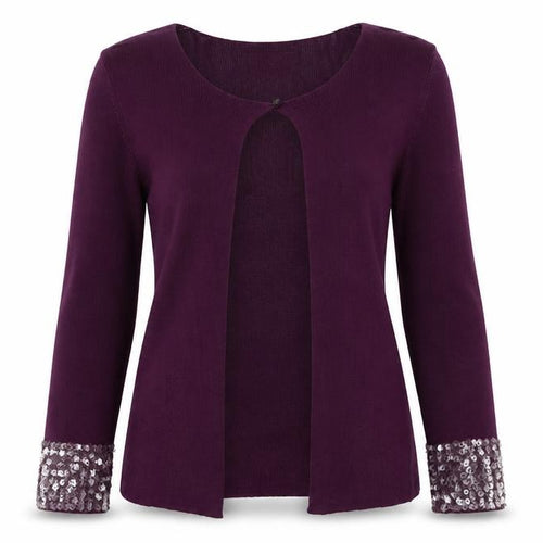 Designers at Debenhams Women’s Purple Sequin Cuff Knit Cardigan Size S