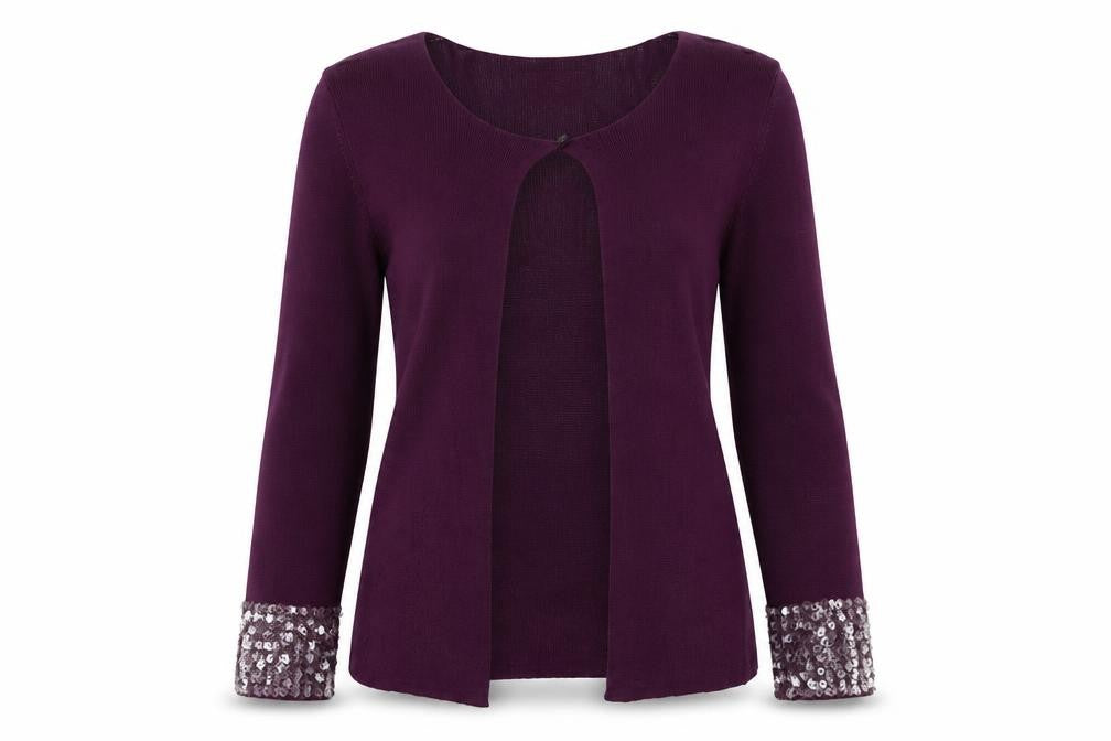 Designers at Debenhams Women’s Purple Sequin Cuff Knit Cardigan Size S