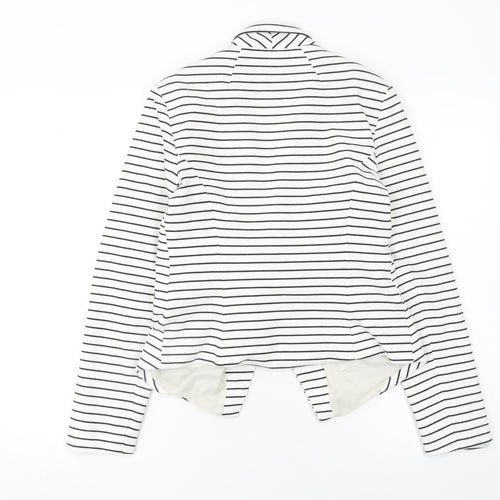 New Look Women White Striped Blazer Jacket Size 12 Regular Fit