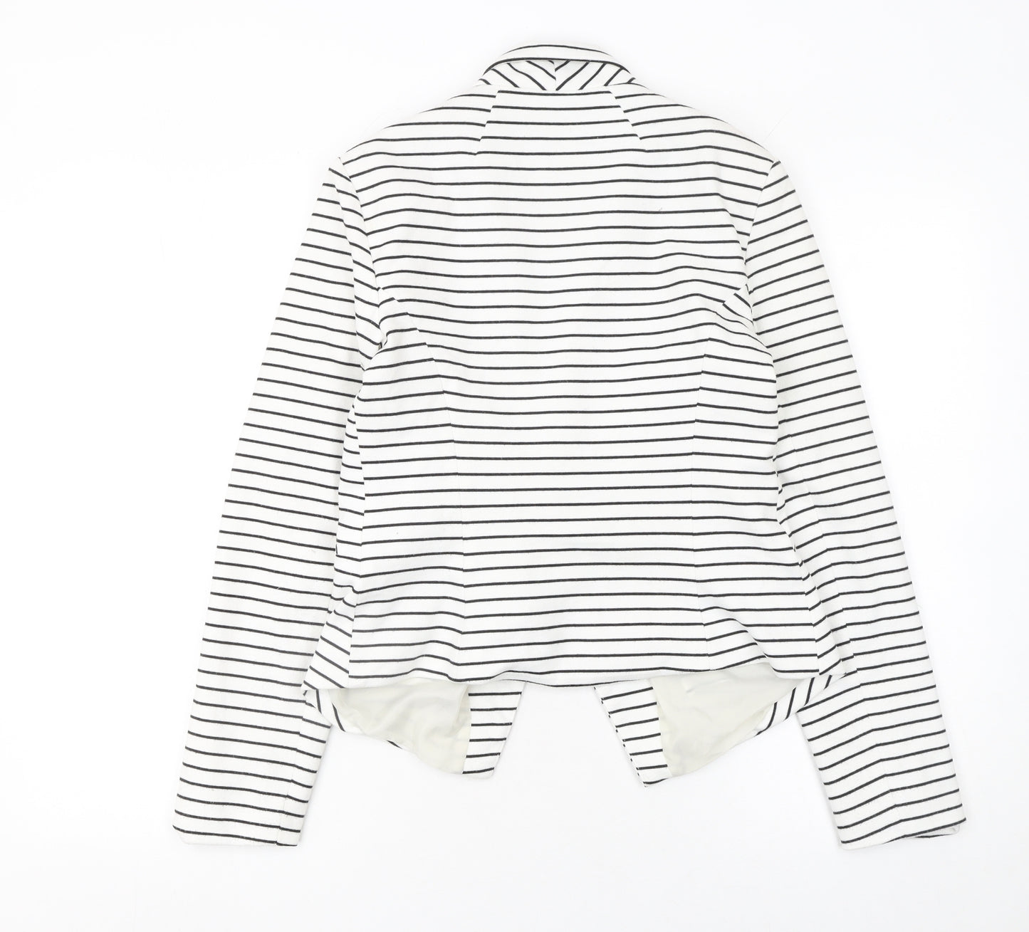 New Look Women White Striped Blazer Jacket Size 12 Regular Fit