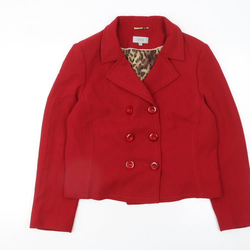 Marks and Spencer Women Red Double-Breasted Tuxedo Jacket UK 18 Classic Fit