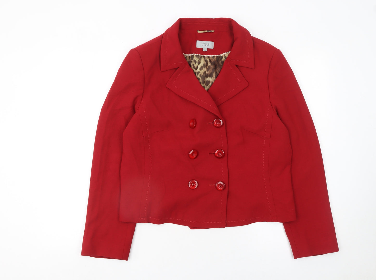 Marks and Spencer Women Red Double-Breasted Tuxedo Jacket UK 18 Classic Fit