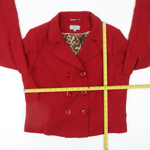 Marks and Spencer Women Red Double-Breasted Tuxedo Jacket UK 18 Classic Fit