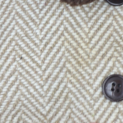 Max Girls Beige Herringbone Double-Breasted Pea Coat 2-3 Years