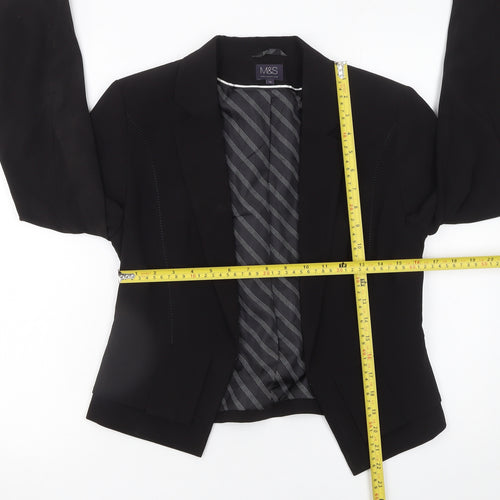 Marks and Spencer Women Black Size 10 Classic Tailored Crop Blazer
