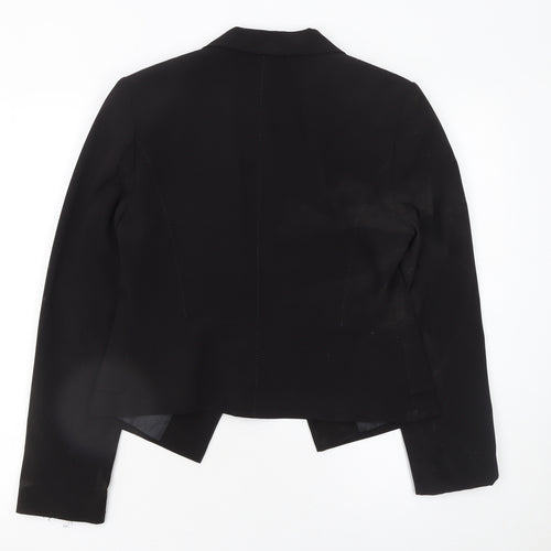 Marks and Spencer Women Black Size 10 Classic Tailored Crop Blazer