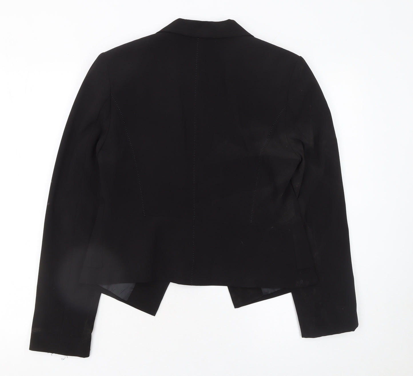 Marks and Spencer Women Black Size 10 Classic Tailored Crop Blazer