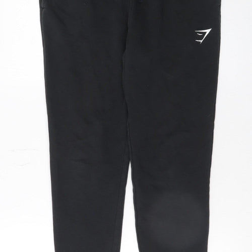 Gymshark Womens Black Small Jogger Sweatpants Fleece Tapered Fit