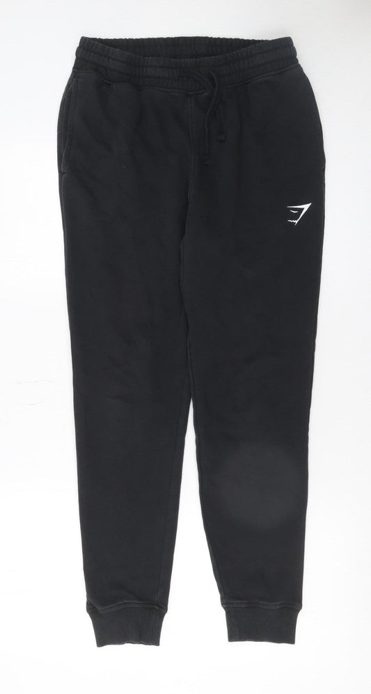 Gymshark Womens Black Small Jogger Sweatpants Fleece Tapered Fit