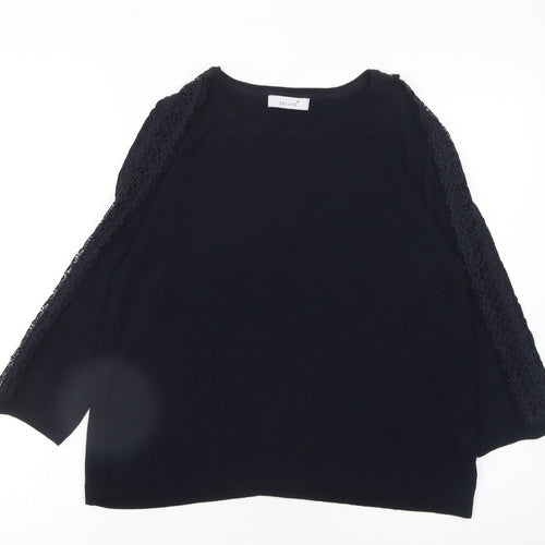 Marks and Spencer Women’s Black Lace Trim 3/4 Sleeve Jumper Size 12