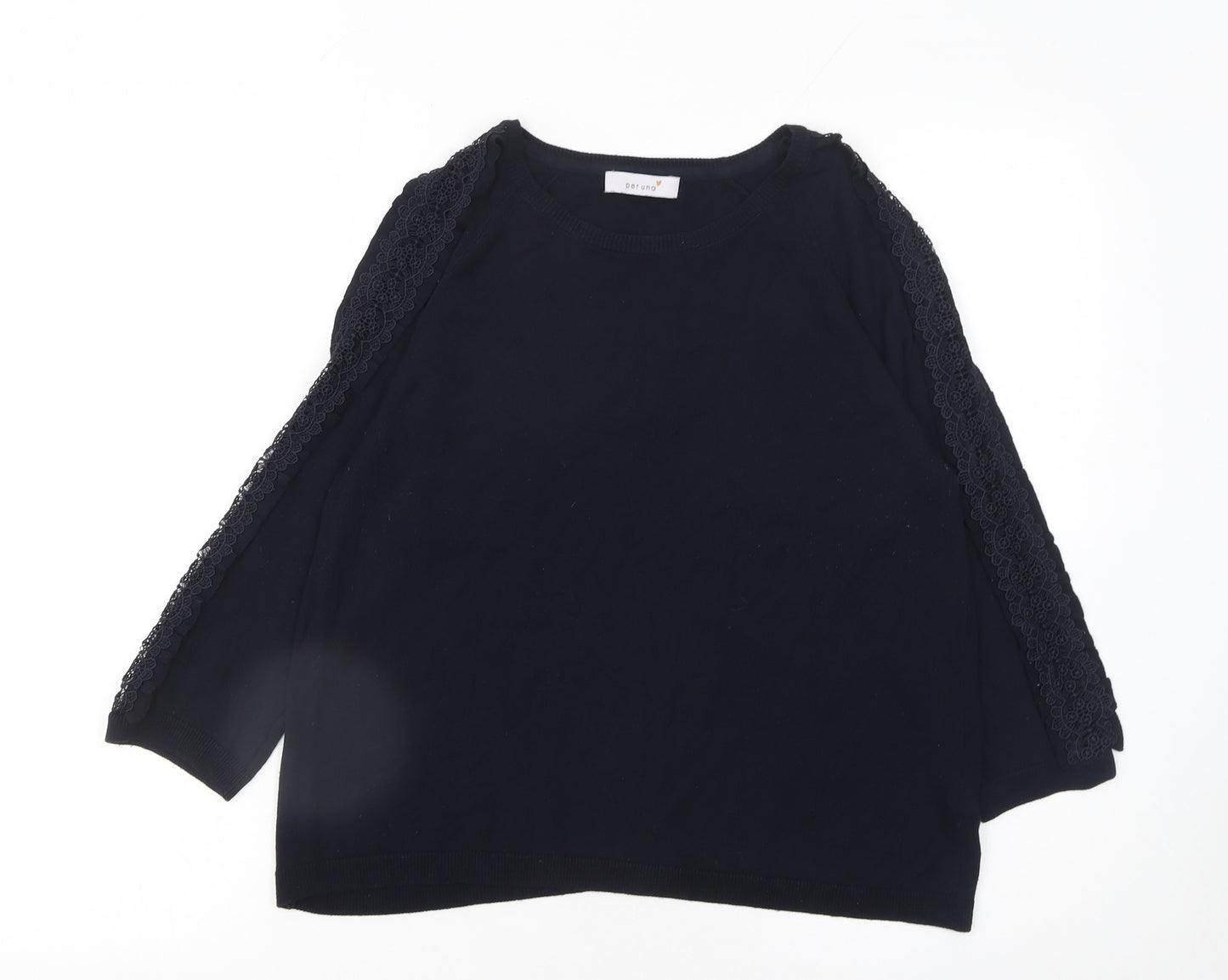 Marks and Spencer Women’s Black Lace Trim 3/4 Sleeve Jumper Size 12