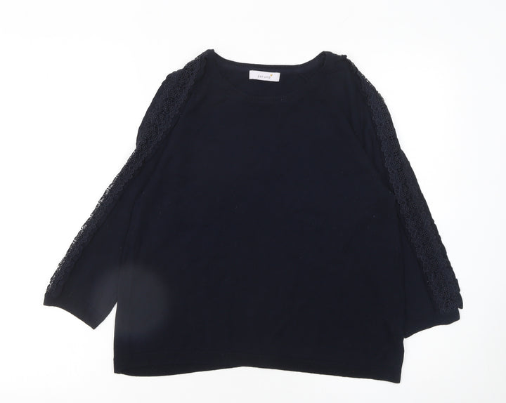 Marks and Spencer Women’s Black Lace Trim 3/4 Sleeve Jumper Size 12