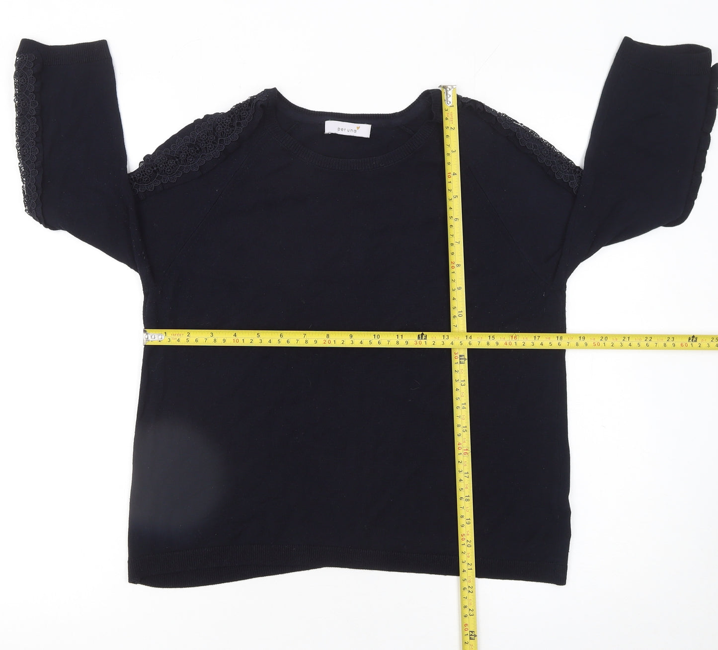 Marks and Spencer Women’s Black Lace Trim 3/4 Sleeve Jumper Size 12
