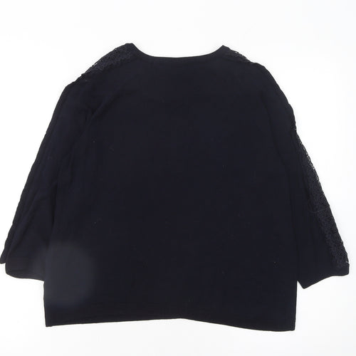 Marks and Spencer Women’s Black Lace Trim 3/4 Sleeve Jumper Size 12