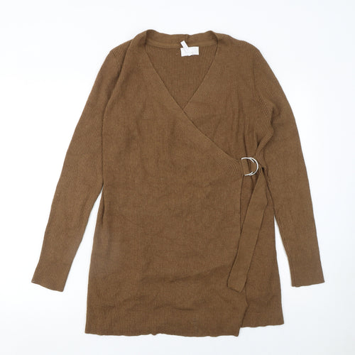OBJECT Womens Brown Wrap Knit Long Sleeve Jumper S