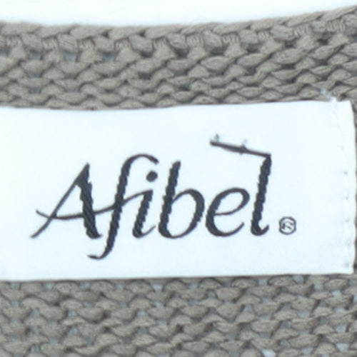 Afibel Women’s Brown Crochet Knit Short Sleeve Pullover Jumper Size 16