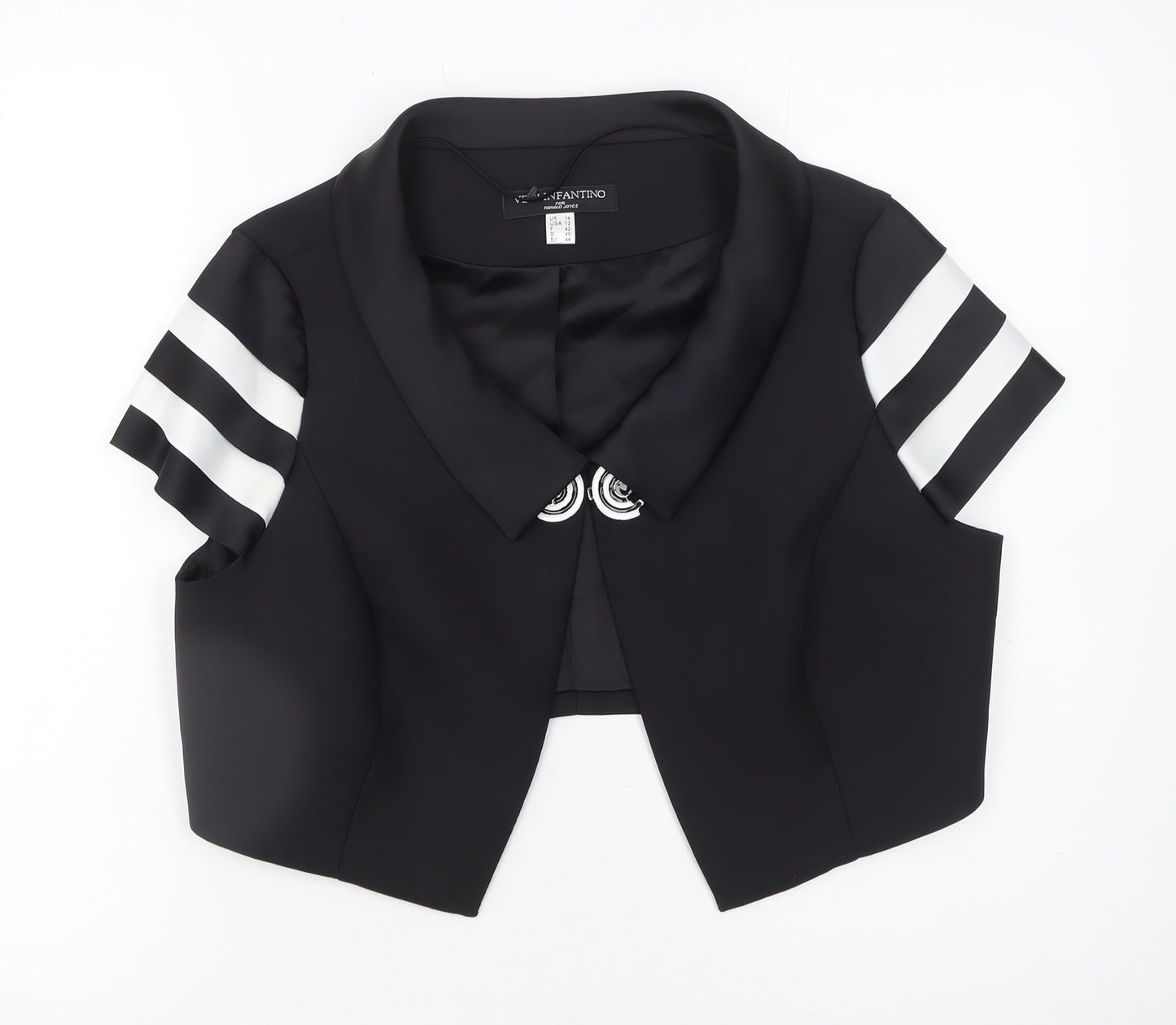 Veni Infantino Women Black Size 14 Cropped Tailored Suit Top