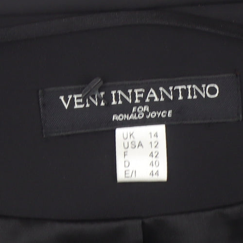 Veni Infantino Women Black Size 14 Cropped Tailored Suit Top