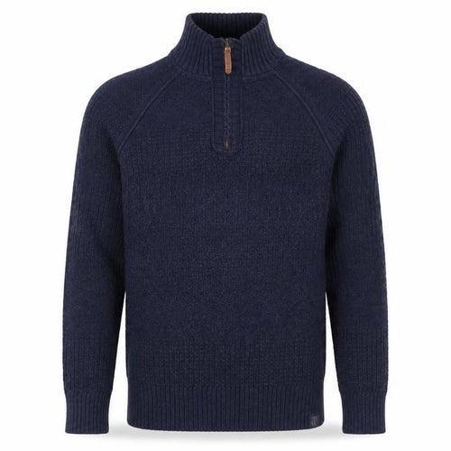 Fat Face Men's Blue 1/4 Zip High Neck Chunky Knit Jumper L