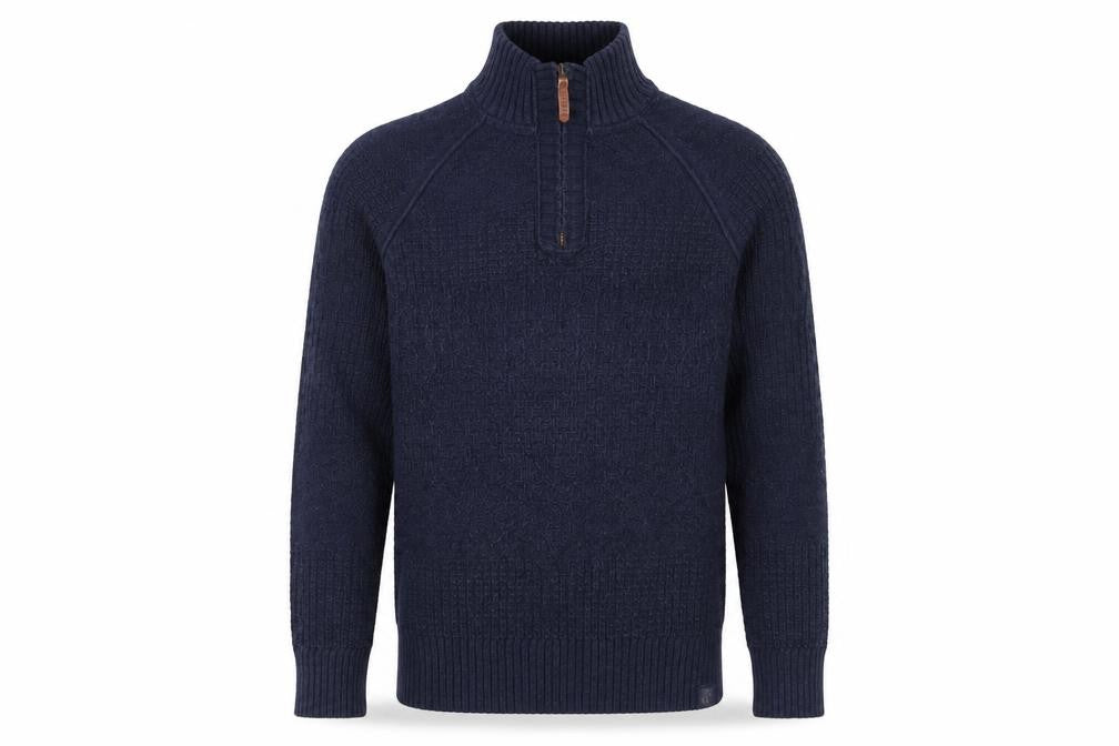 Fat Face Men's Blue 1/4 Zip High Neck Chunky Knit Jumper L