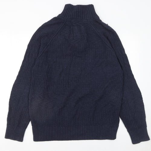 Fat Face Men's Blue 1/4 Zip High Neck Chunky Knit Jumper L