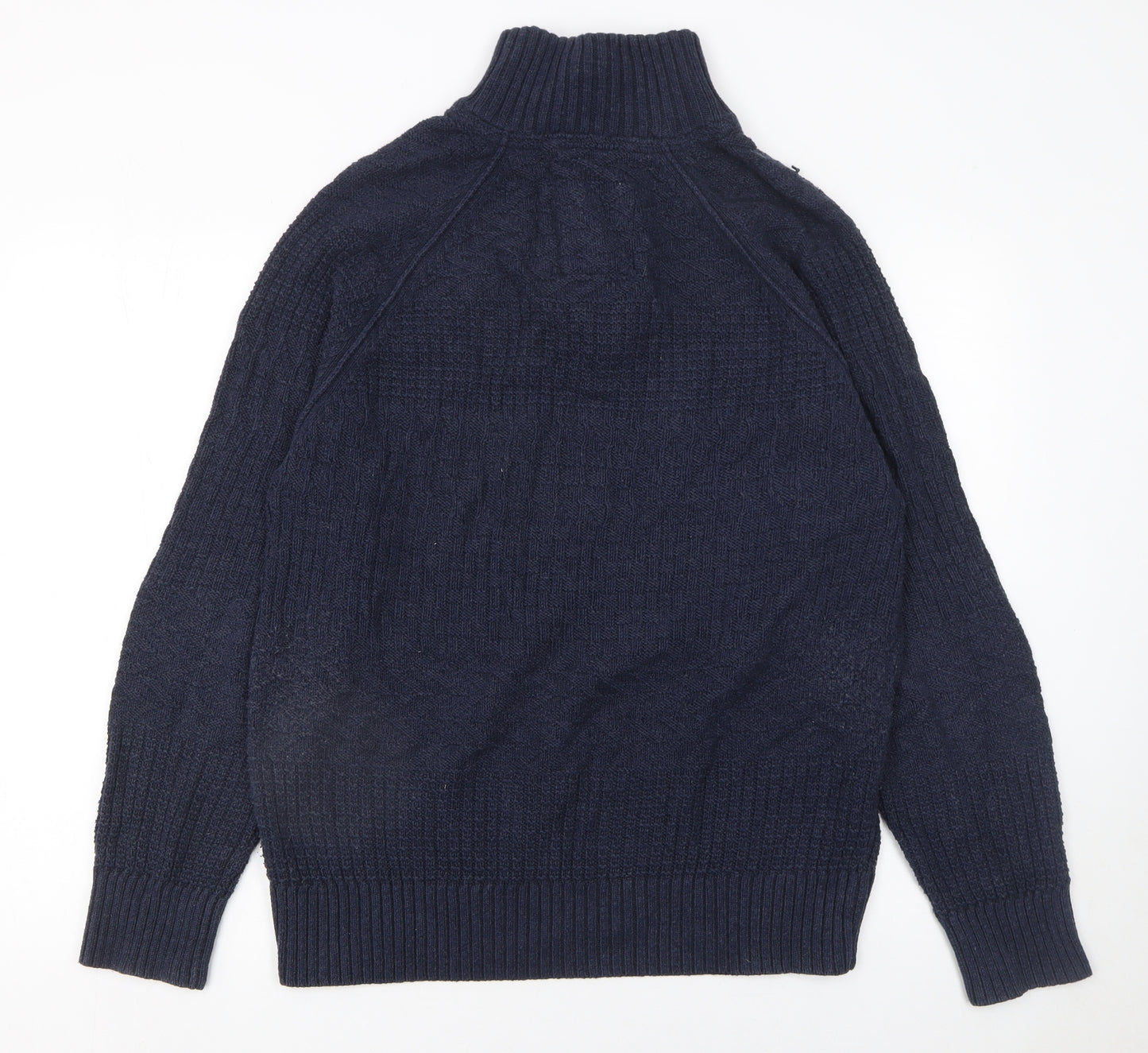 Fat Face Men's Blue 1/4 Zip High Neck Chunky Knit Jumper L