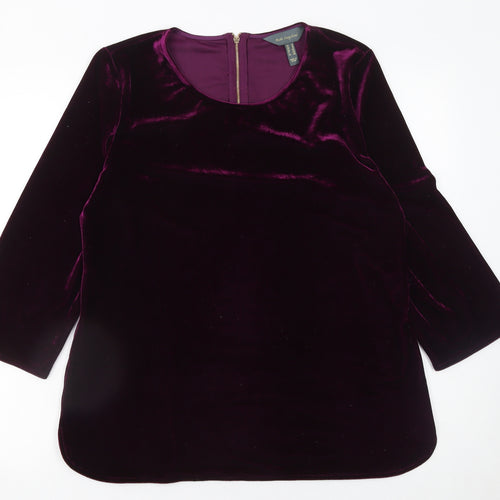 Ruth Langsford Women's Purple Velvet Long Sleeve Blouse UK 16