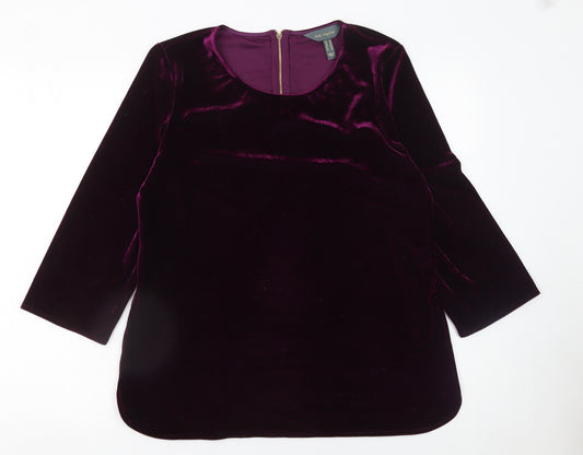 Ruth Langsford Women's Purple Velvet Long Sleeve Blouse UK 16