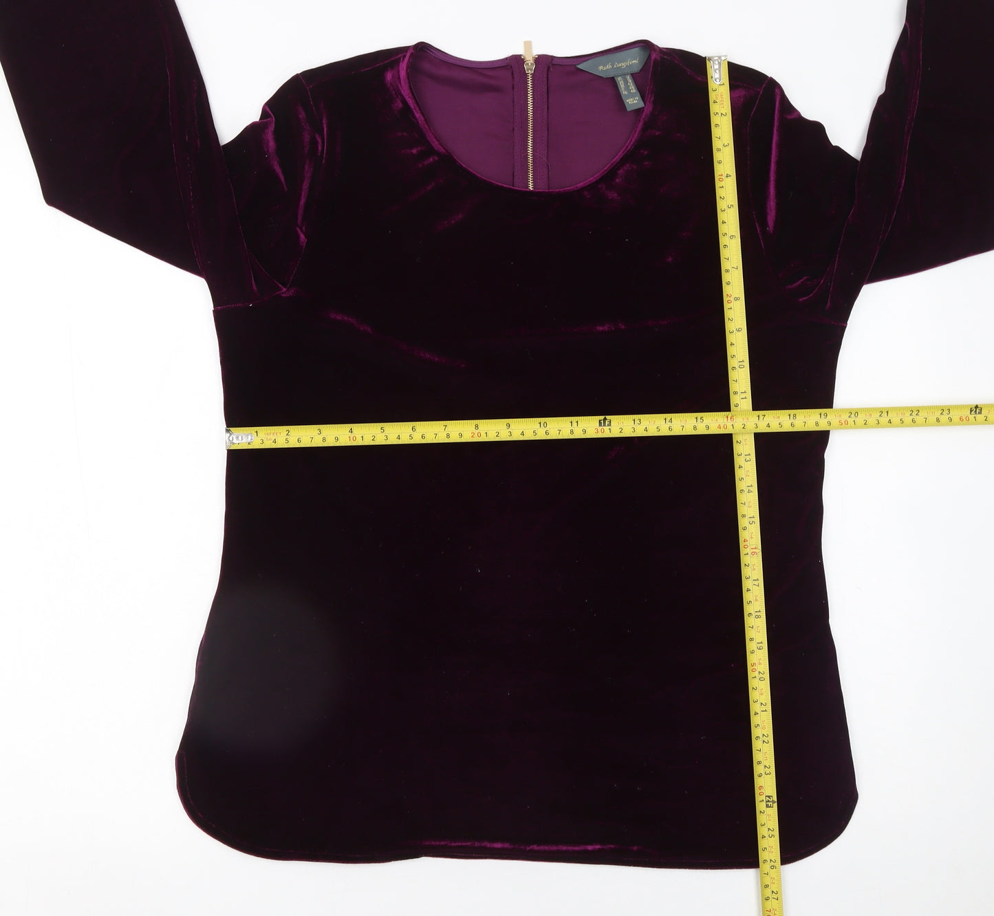 Ruth Langsford Women's Purple Velvet Long Sleeve Blouse UK 16