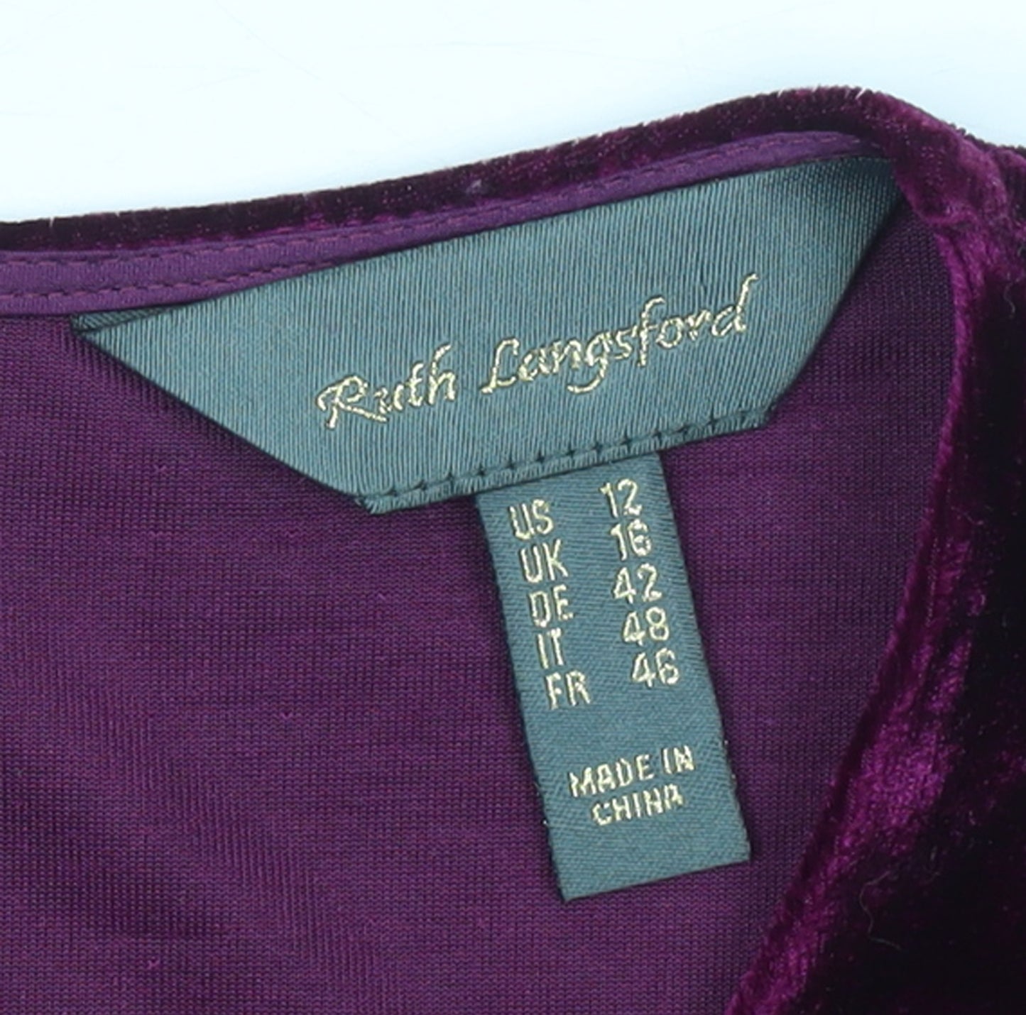 Ruth Langsford Women's Purple Velvet Long Sleeve Blouse UK 16