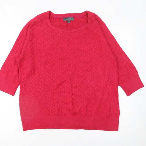 Marks and Spencer Women’s Red 3/4 Sleeve Round Neck Knit Jumper Size 16