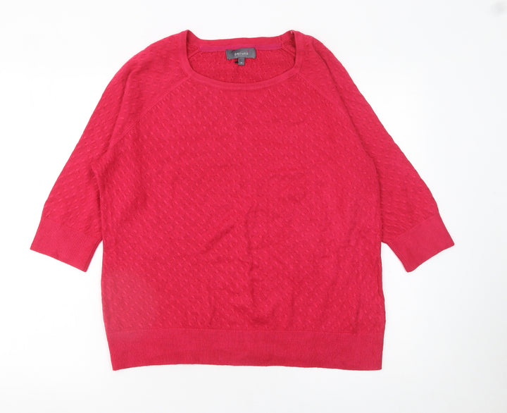 Marks and Spencer Women’s Red 3/4 Sleeve Round Neck Knit Jumper Size 16