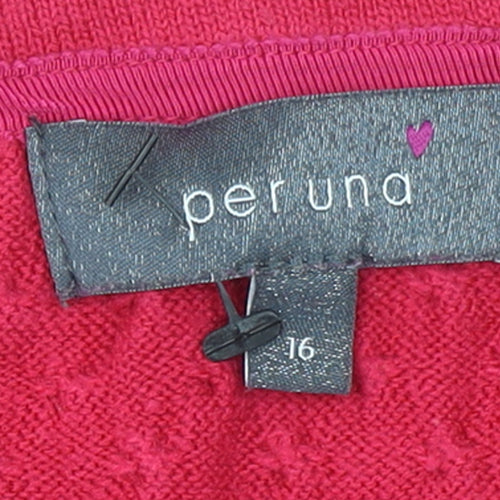 Marks and Spencer Women’s Red 3/4 Sleeve Round Neck Knit Jumper Size 16