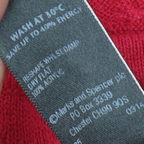 Marks and Spencer Women’s Red 3/4 Sleeve Round Neck Knit Jumper Size 16