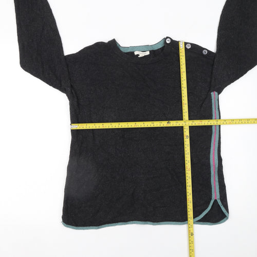 White Stuff Women's Black Wool Blend Button Shoulder Jumper UK 12